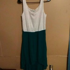 Teal/cream high-low summer dress
